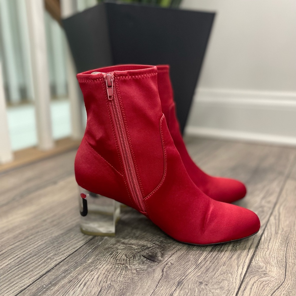Aldo Vibrant Red Satin Heeled Boots